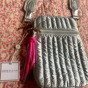 Shiraleah Silver Quilted Crossbody Bag